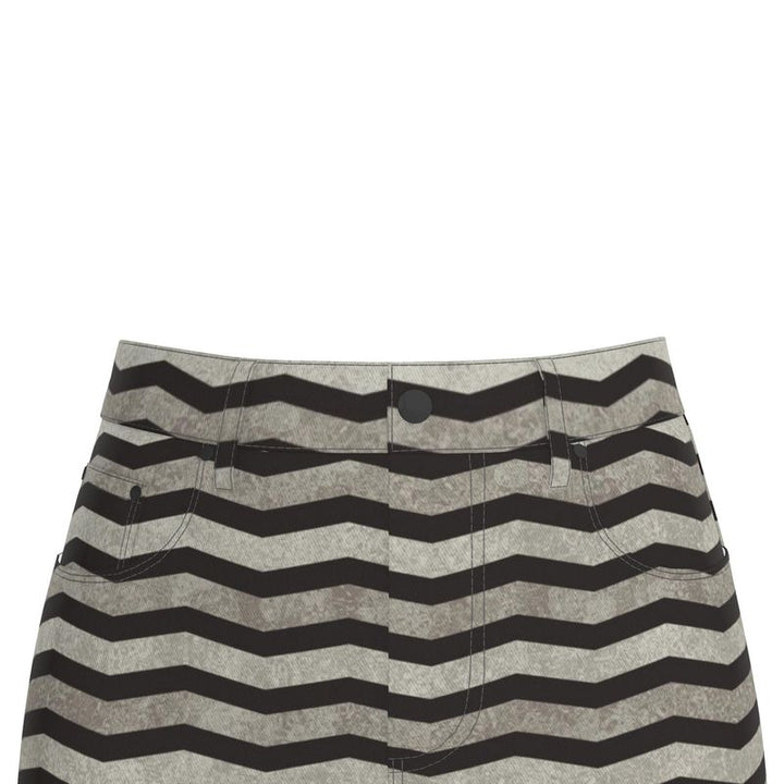 Chevron Denim Midi Skirt | Solenriz - Rizzlly