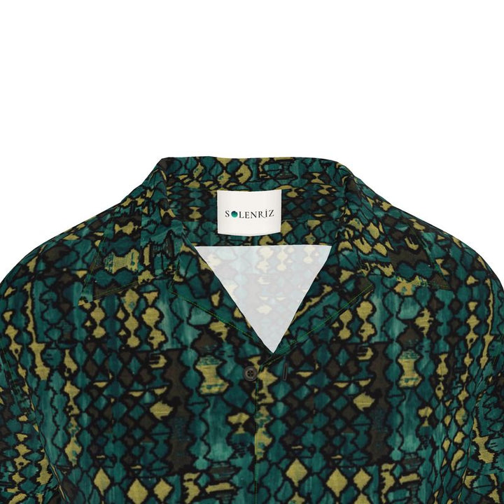 Men’s Deep Green & Ochre Botanical Riviera Shirt | Solenriz - Rizzlly