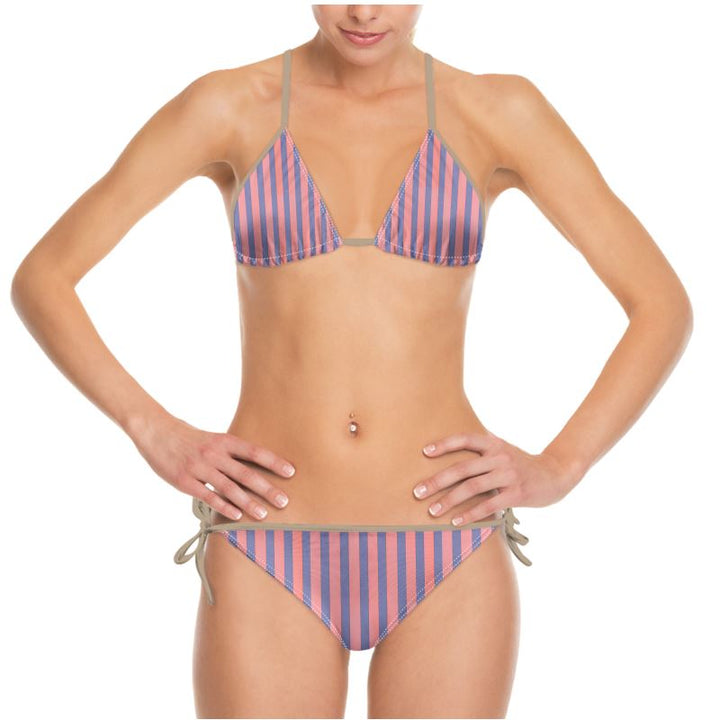 Navy Pink Striped Bikini | Solenriz