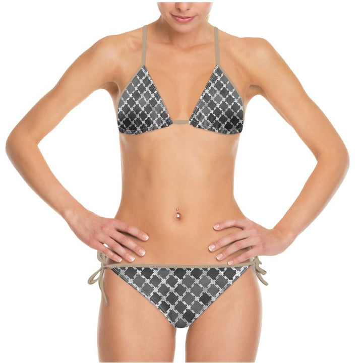 Crystal Gray Diamond Mosaic Bikini | Solenriz