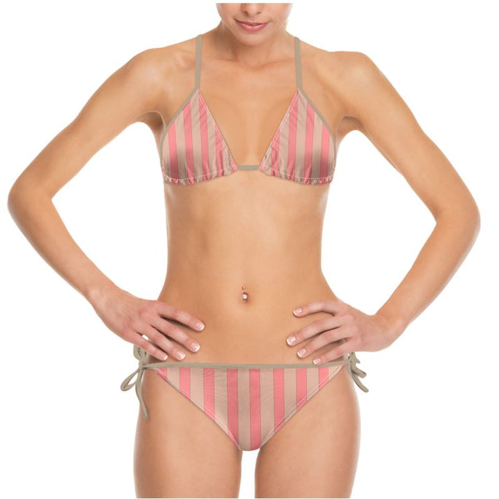 Pastel Pink Striped Bikini | Solenriz