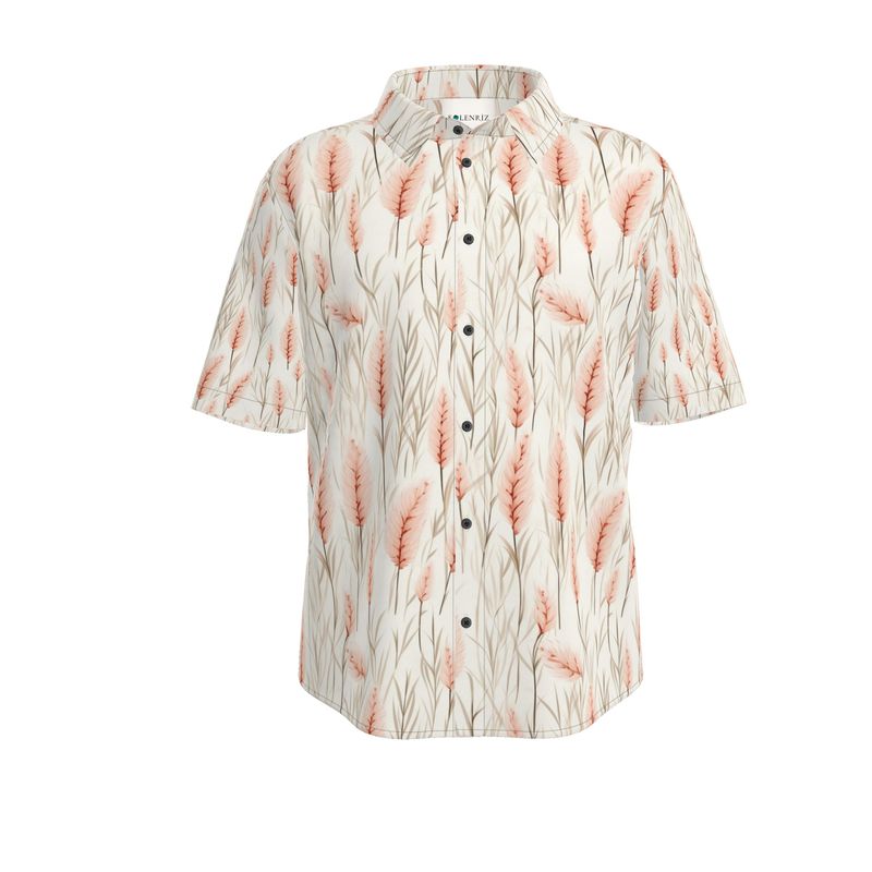 Men’s Cream Botanical Print Short-Sleeve Shirt | Solenriz