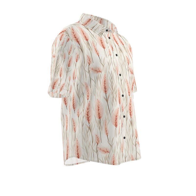 Men’s Cream Botanical Print Short-Sleeve Shirt | Solenriz