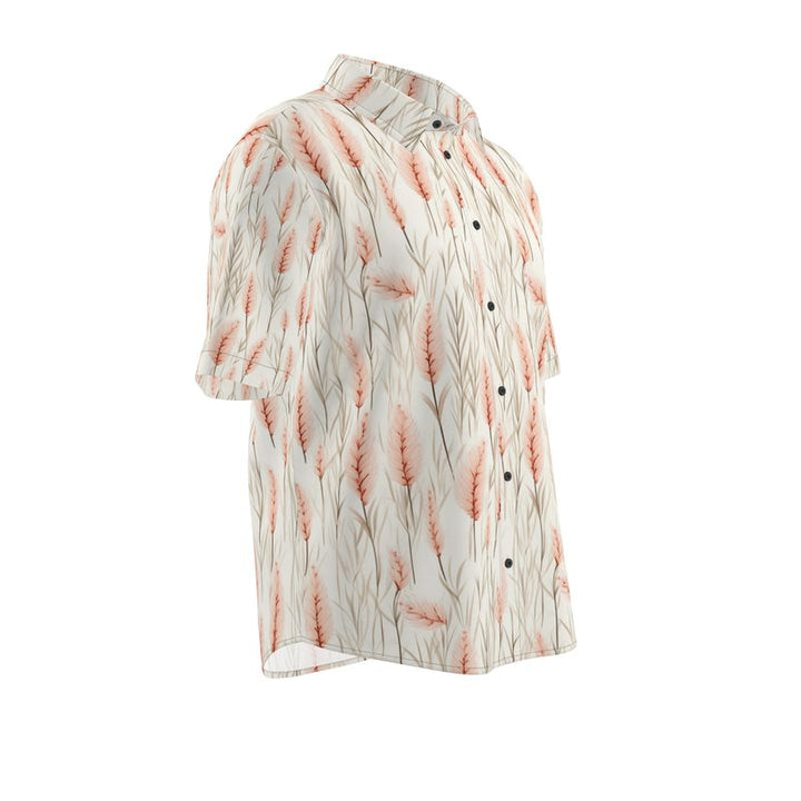 Men’s Cream Botanical Print Short-Sleeve Shirt | Solenriz