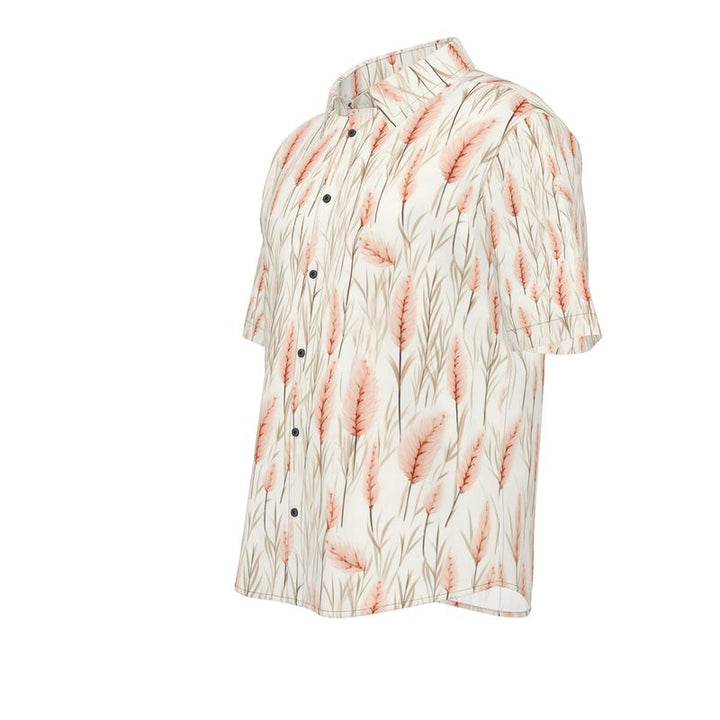 Men’s Cream Botanical Print Short-Sleeve Shirt | Solenriz