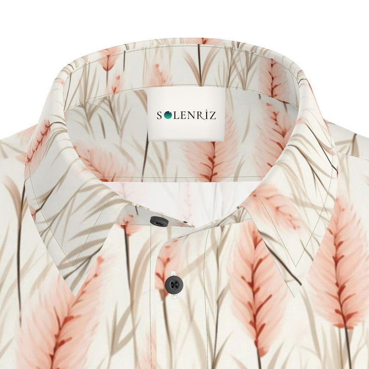 Men’s Cream Botanical Print Short-Sleeve Shirt | Solenriz