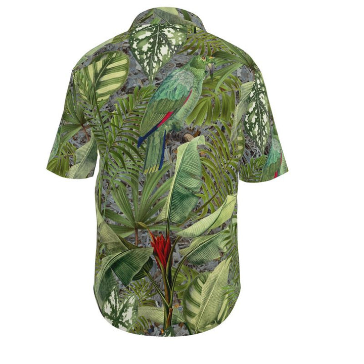 Men’s Green Tropical Leaf Print Short-Sleeve Shirt | Solenriz