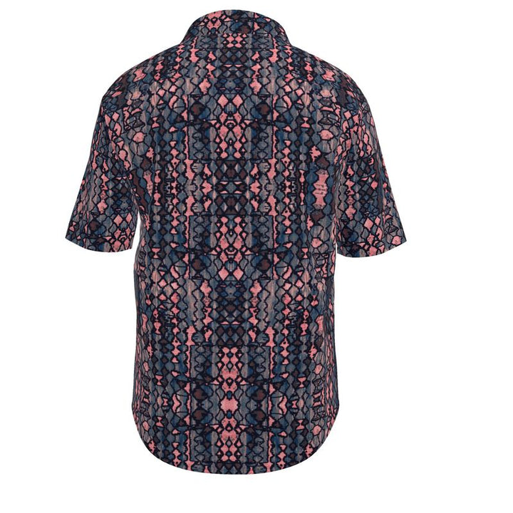 Men’s Navy & Coral Geometric Short-Sleeve Shirt | Solenriz