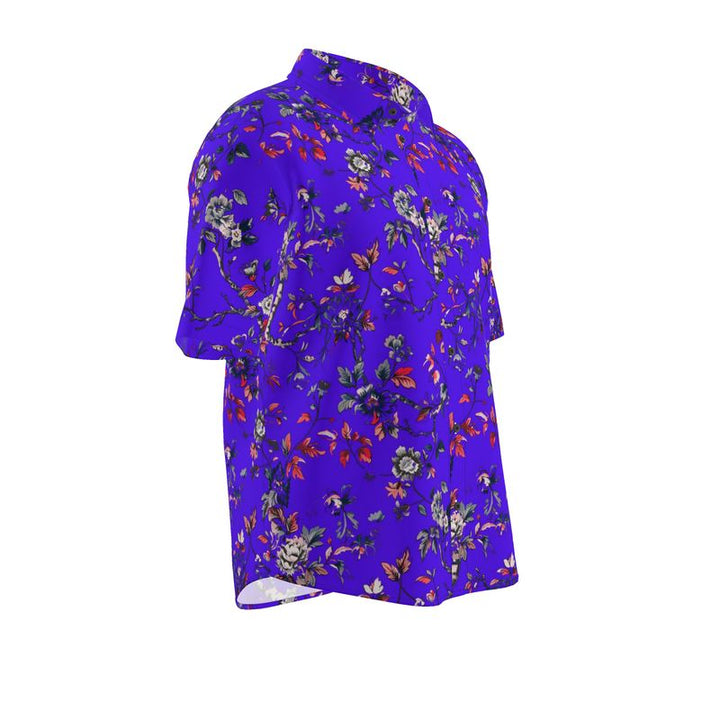 Men’s Purple Botanical Print Short-Sleeve Shirt | Solenriz
