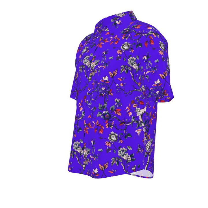 Men’s Purple Botanical Print Short-Sleeve Shirt | Solenriz