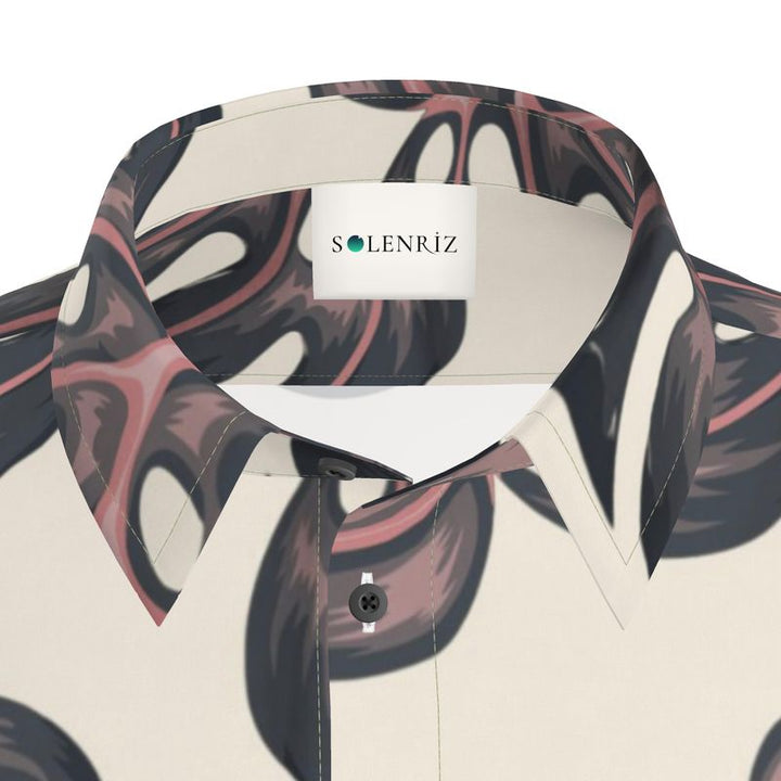 Men’s Cream Monstera Leaf Short-Sleeve Shirt | Solenriz