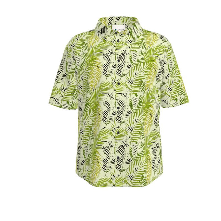 Men’s Lime Green Fern Print Short-Sleeve Shirt | Solenriz - Rizzlly
