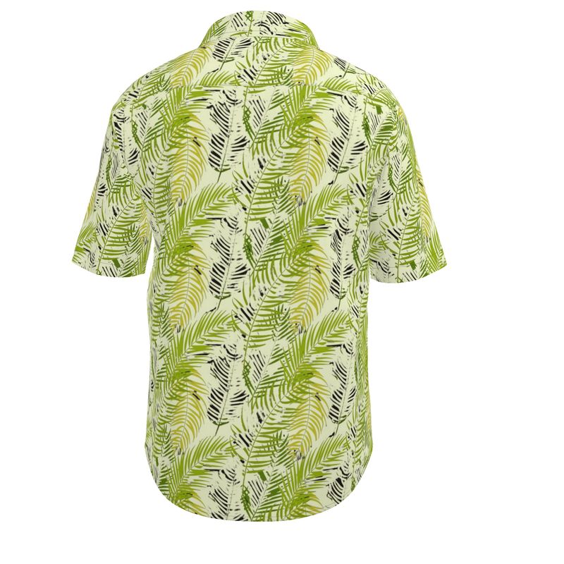 Men’s Lime Green Fern Print Short-Sleeve Shirt | Solenriz - Rizzlly