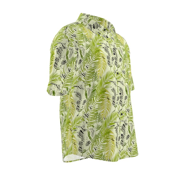 Men’s Lime Green Fern Print Short-Sleeve Shirt | Solenriz - Rizzlly