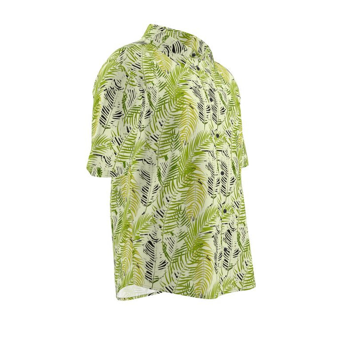 Men’s Lime Green Fern Print Short-Sleeve Shirt | Solenriz - Rizzlly