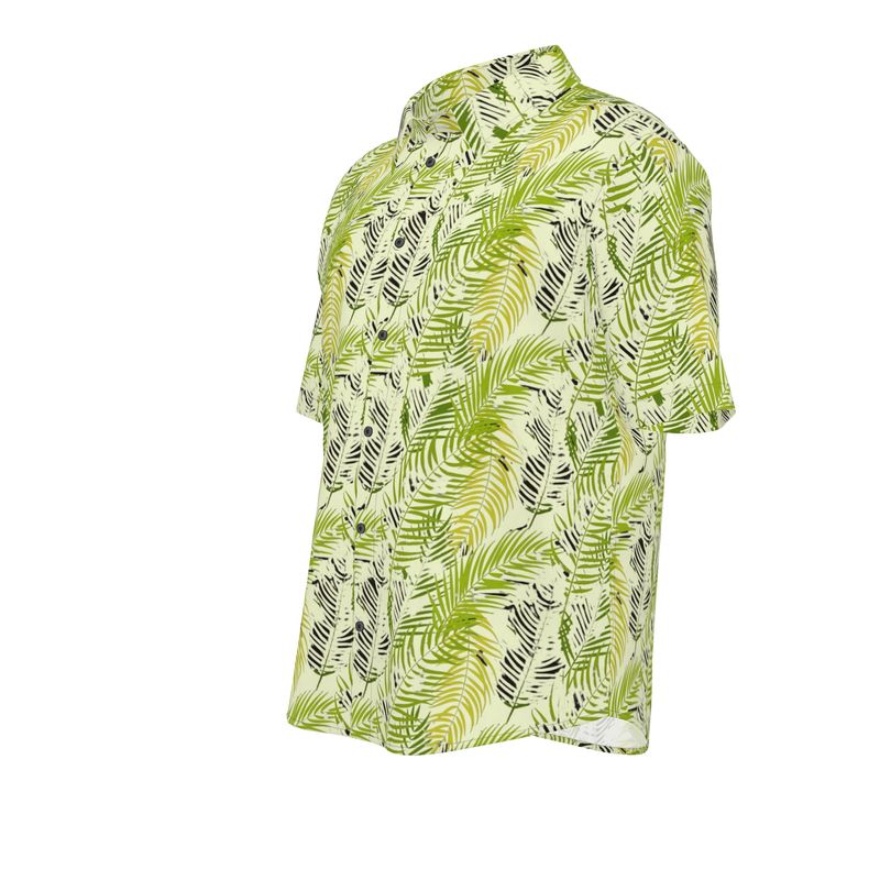 Men’s Lime Green Fern Print Short-Sleeve Shirt | Solenriz - Rizzlly