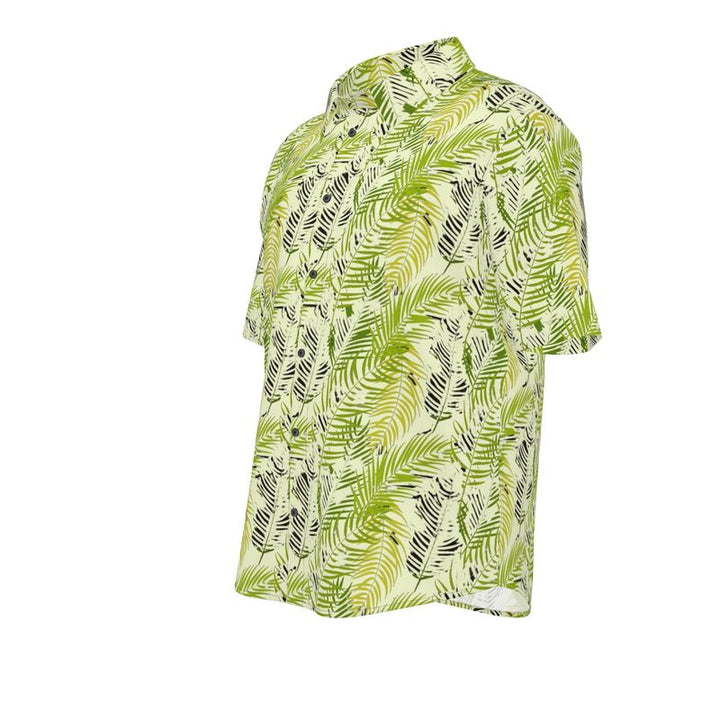 Men’s Lime Green Fern Print Short-Sleeve Shirt | Solenriz - Rizzlly