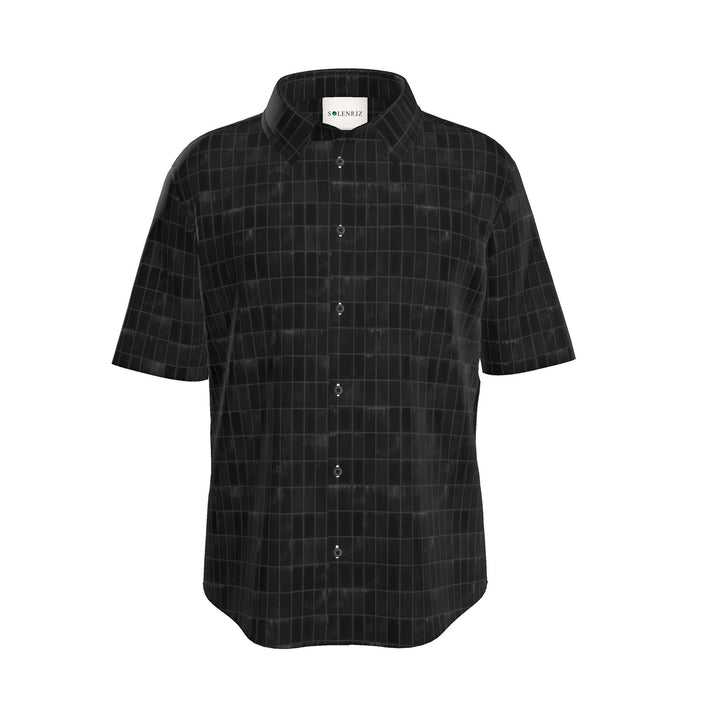 Men’s Black Grid Short-Sleeve Shirt | Solenriz - Rizzlly