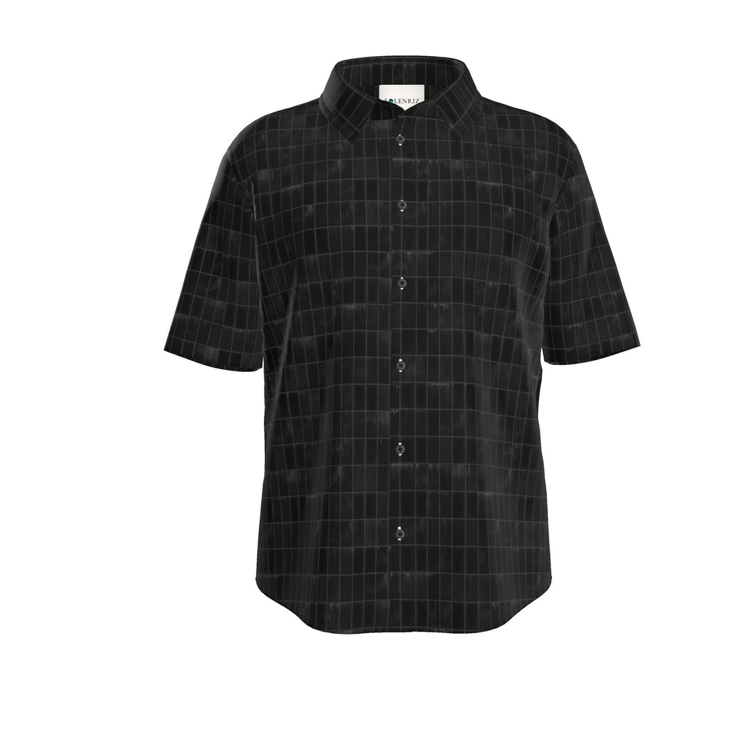Men’s Black Grid Short-Sleeve Shirt | Solenriz - Rizzlly