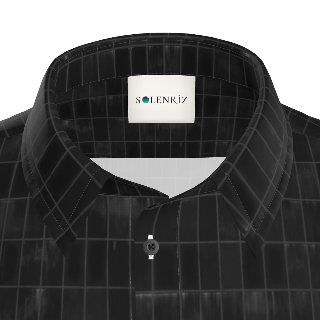 Men’s Black Grid Short-Sleeve Shirt | Solenriz - Rizzlly