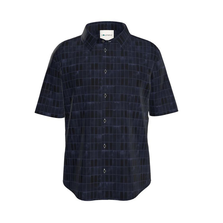 Men’s Deep Navy Grid Short-Sleeve Shirt | Solenriz - Rizzlly