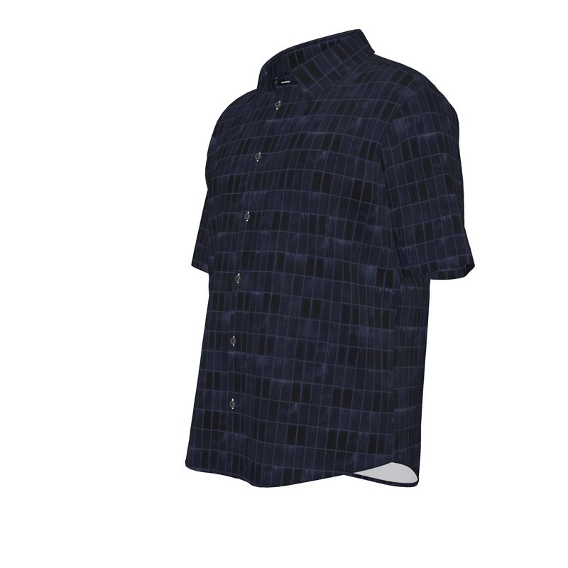 Men’s Deep Navy Grid Short-Sleeve Shirt | Solenriz - Rizzlly