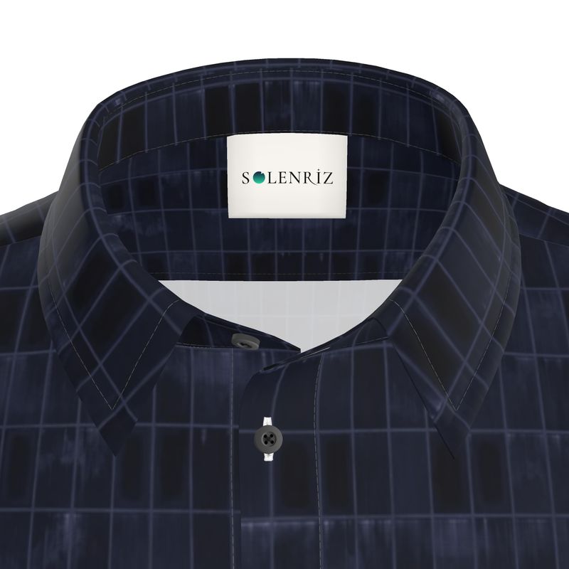 Men’s Deep Navy Grid Short-Sleeve Shirt | Solenriz - Rizzlly