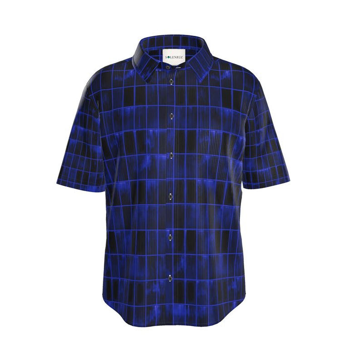 Men’s Cobalt Blue Grid Short-Sleeve Shirt | Solenriz - Rizzlly