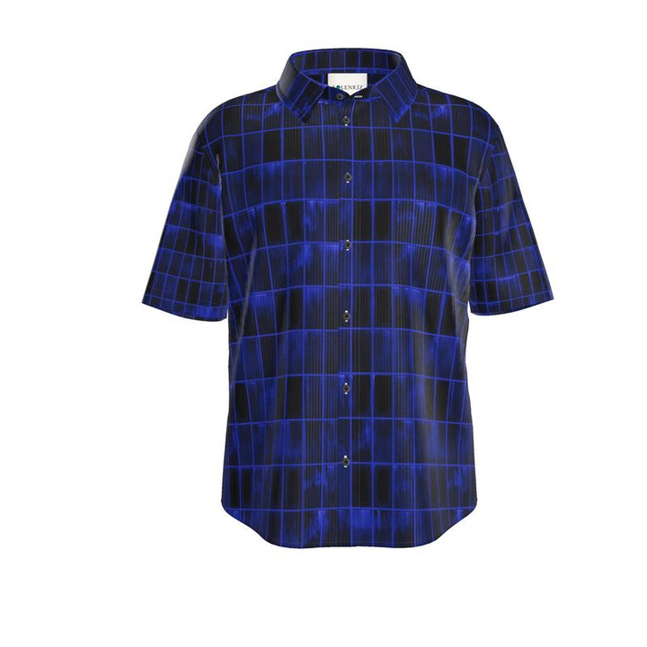 Men’s Cobalt Blue Grid Short-Sleeve Shirt | Solenriz - Rizzlly