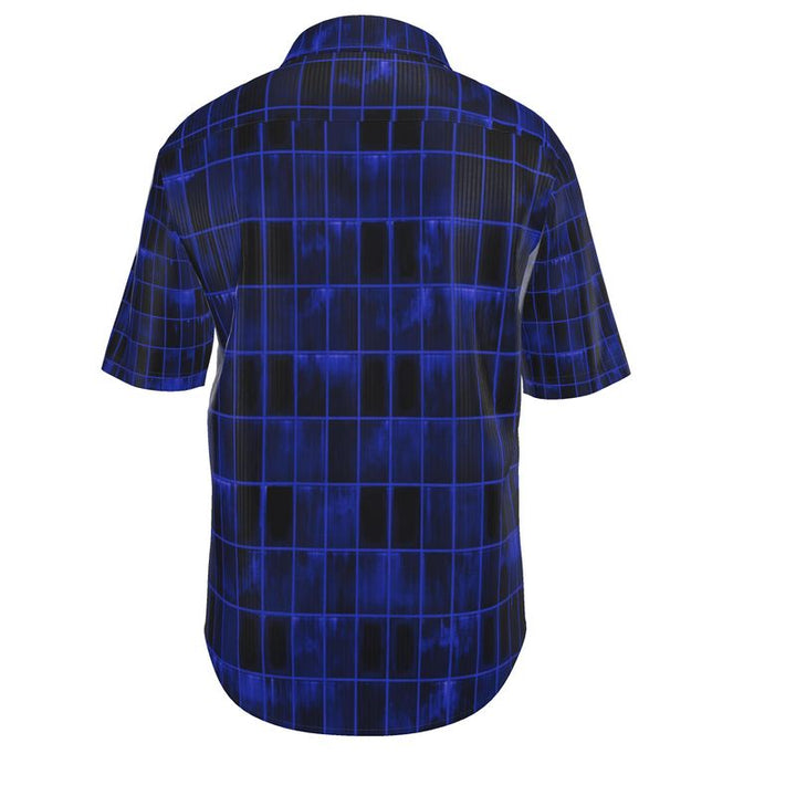 Men’s Cobalt Blue Grid Short-Sleeve Shirt | Solenriz - Rizzlly