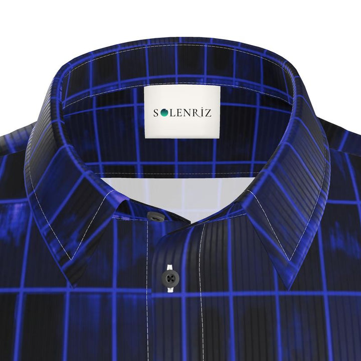 Men’s Cobalt Blue Grid Short-Sleeve Shirt | Solenriz - Rizzlly