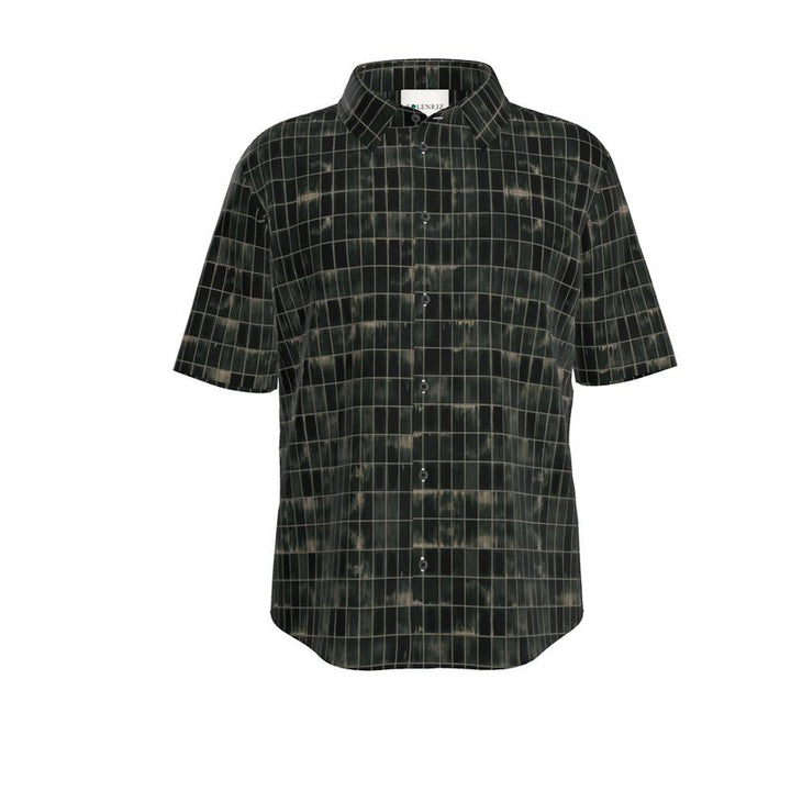Men’s Black & Moss Green Grid Short-Sleeve Shirt | Solenriz