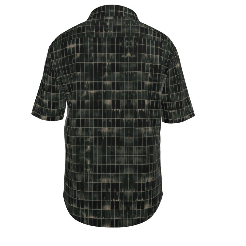 Men’s Black & Moss Green Grid Short-Sleeve Shirt | Solenriz