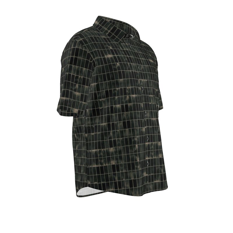 Men’s Black & Moss Green Grid Short-Sleeve Shirt | Solenriz