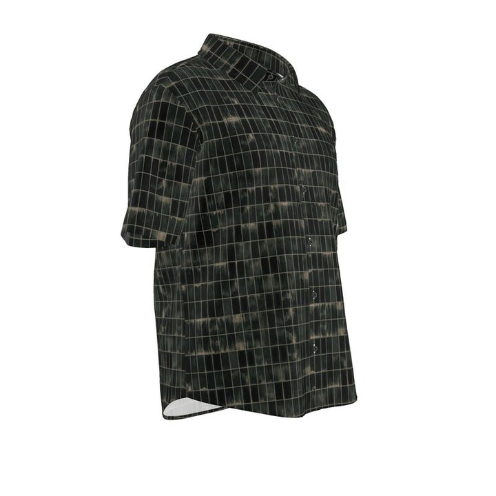 Men’s Black & Moss Green Grid Short-Sleeve Shirt | Solenriz