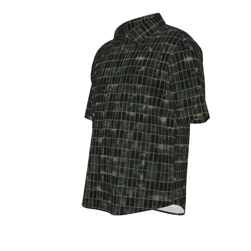 Men’s Black & Moss Green Grid Short-Sleeve Shirt | Solenriz