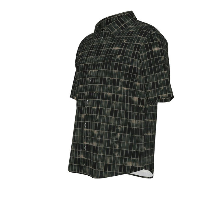 Men’s Black & Moss Green Grid Short-Sleeve Shirt | Solenriz