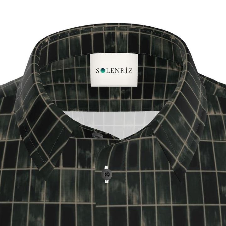 Men’s Black & Moss Green Grid Short-Sleeve Shirt | Solenriz