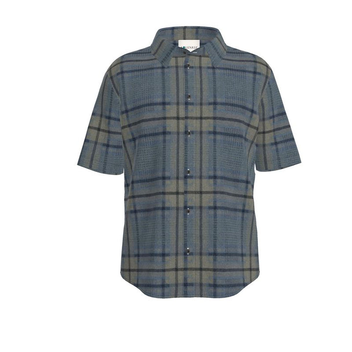 Men’s Blue & Sand Check Short-Sleeve Shirt | Solenriz - Rizzlly