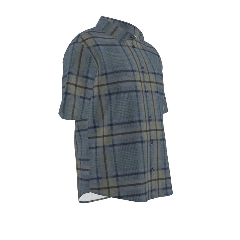 Men’s Blue & Sand Check Short-Sleeve Shirt | Solenriz - Rizzlly