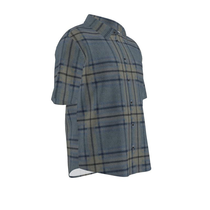 Men’s Blue & Sand Check Short-Sleeve Shirt | Solenriz - Rizzlly
