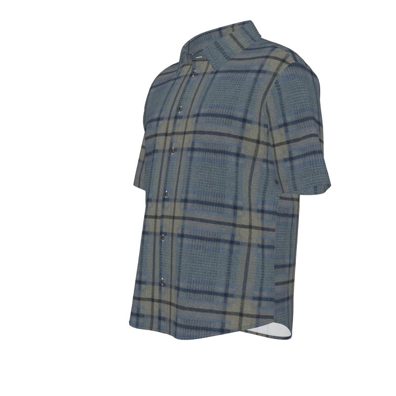 Men’s Blue & Sand Check Short-Sleeve Shirt | Solenriz - Rizzlly