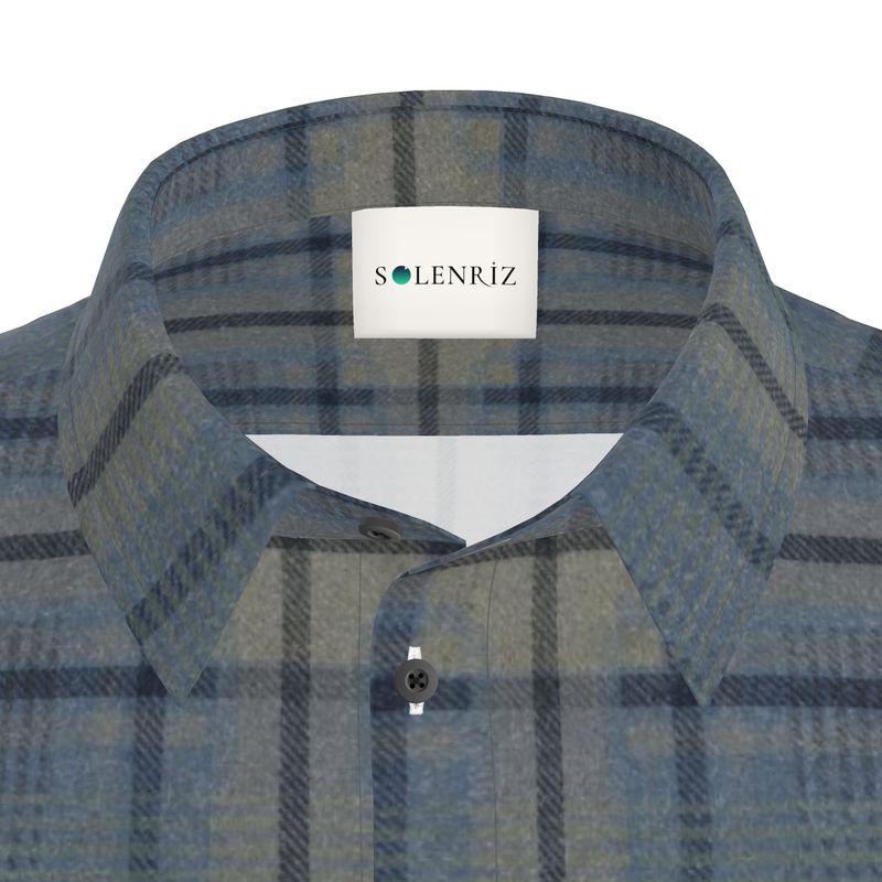 Men’s Blue & Sand Check Short-Sleeve Shirt | Solenriz - Rizzlly