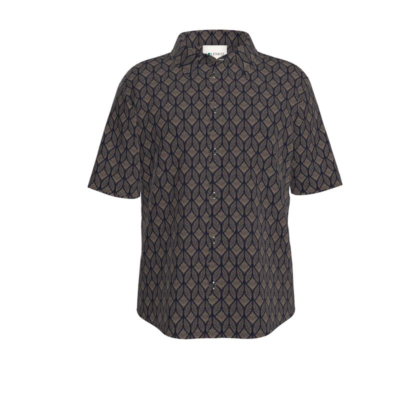 Men’s Taupe & Navy Geometric Short-Sleeve Shirt | Solenriz - Rizzlly