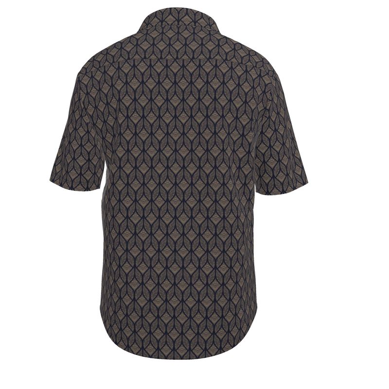 Men’s Taupe & Navy Geometric Short-Sleeve Shirt | Solenriz - Rizzlly
