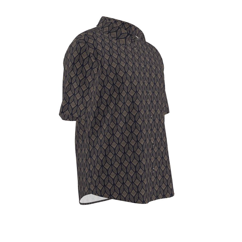 Men’s Taupe & Navy Geometric Short-Sleeve Shirt | Solenriz - Rizzlly