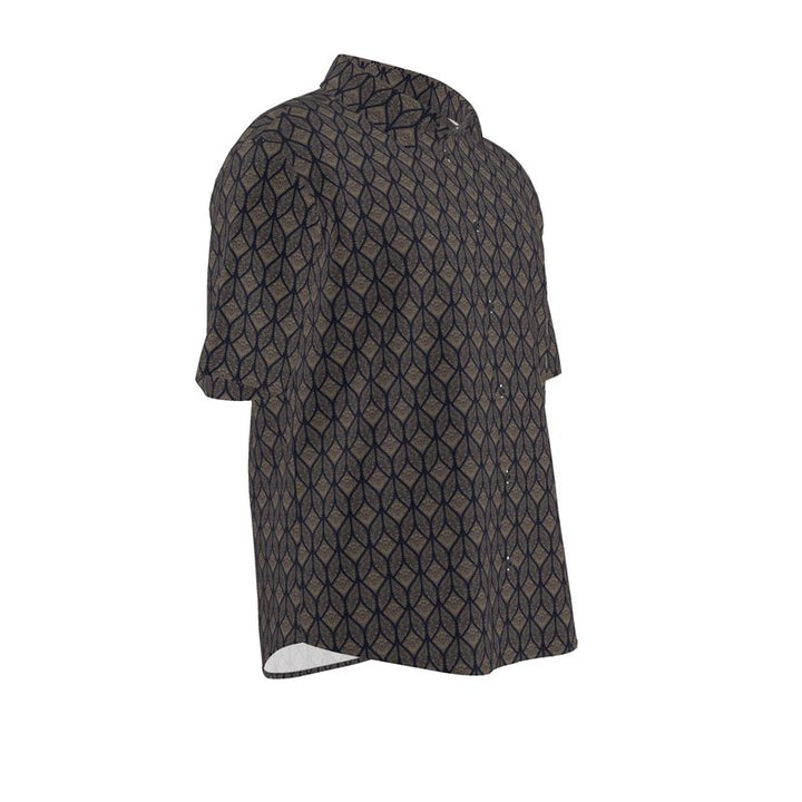 Men’s Taupe & Navy Geometric Short-Sleeve Shirt | Solenriz - Rizzlly