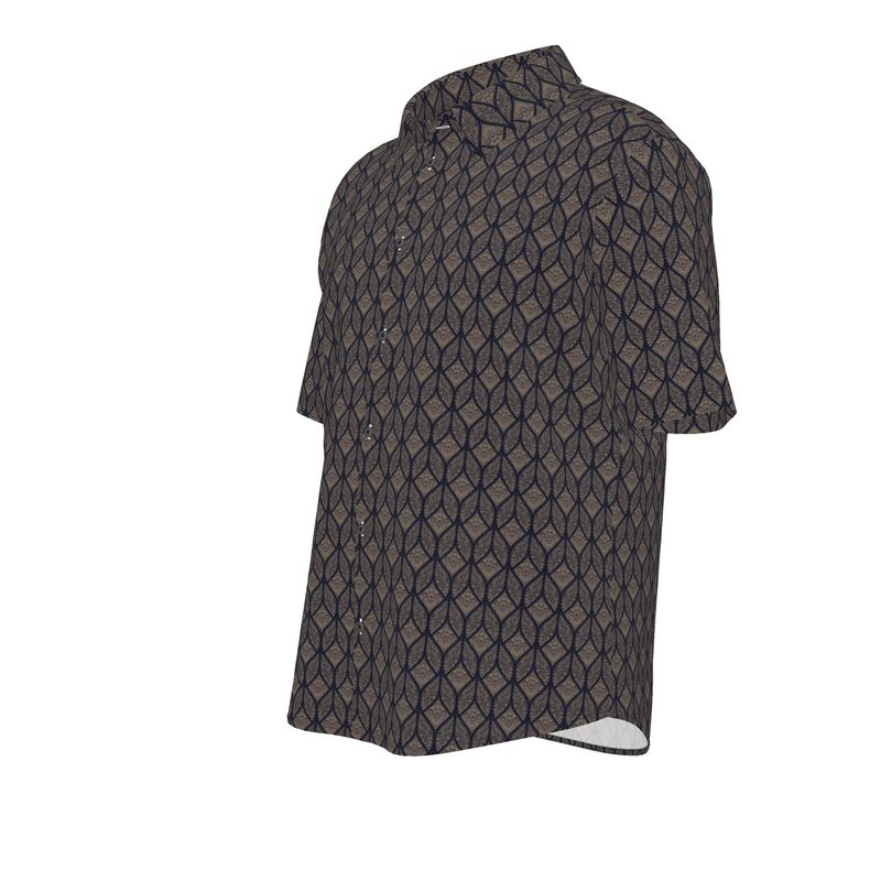 Men’s Taupe & Navy Geometric Short-Sleeve Shirt | Solenriz - Rizzlly