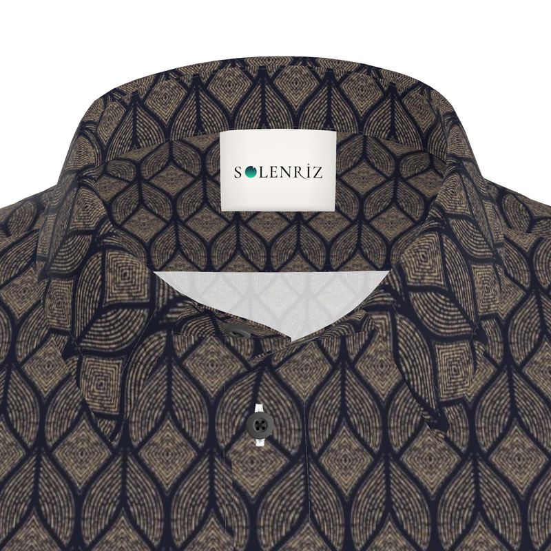 Men’s Taupe & Navy Geometric Short-Sleeve Shirt | Solenriz - Rizzlly