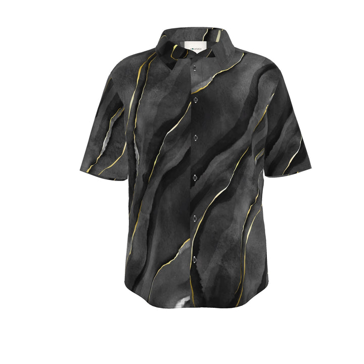 Men’s Charcoal Marble Short-Sleeve Shirt | Solenriz - Rizzlly